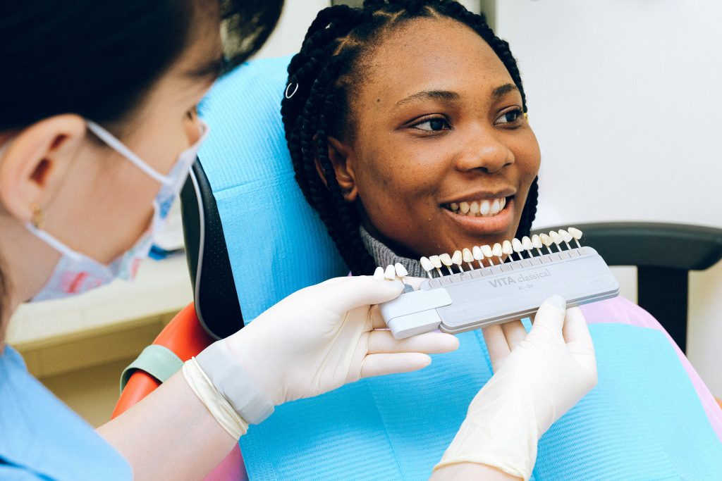 porcelain veneers - girl at dentist